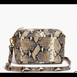Madewell large transport camera bag snake embossed
